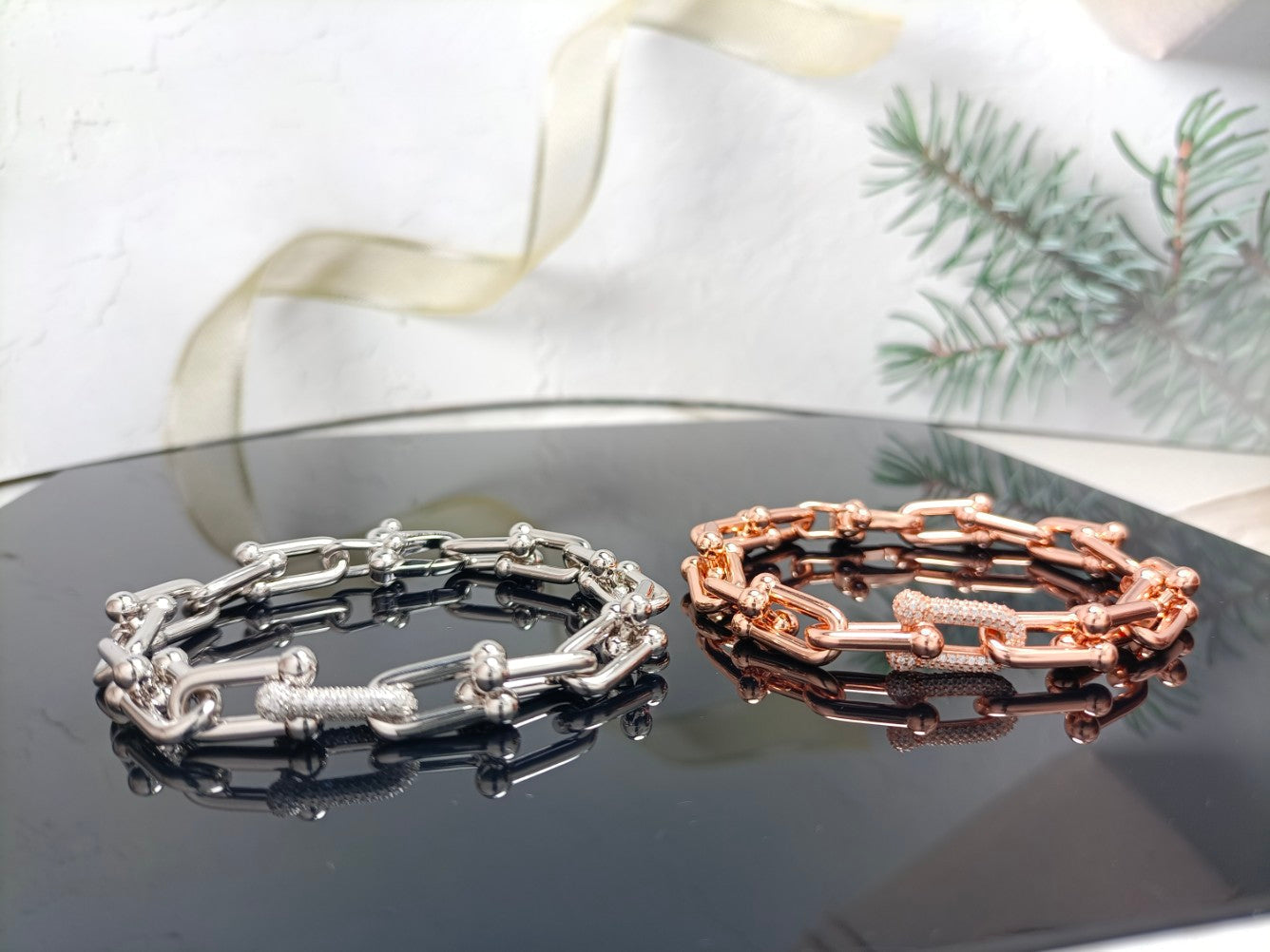 HARDWEAR BRACELET ROSE GOLD AND SILVER DIAMOND