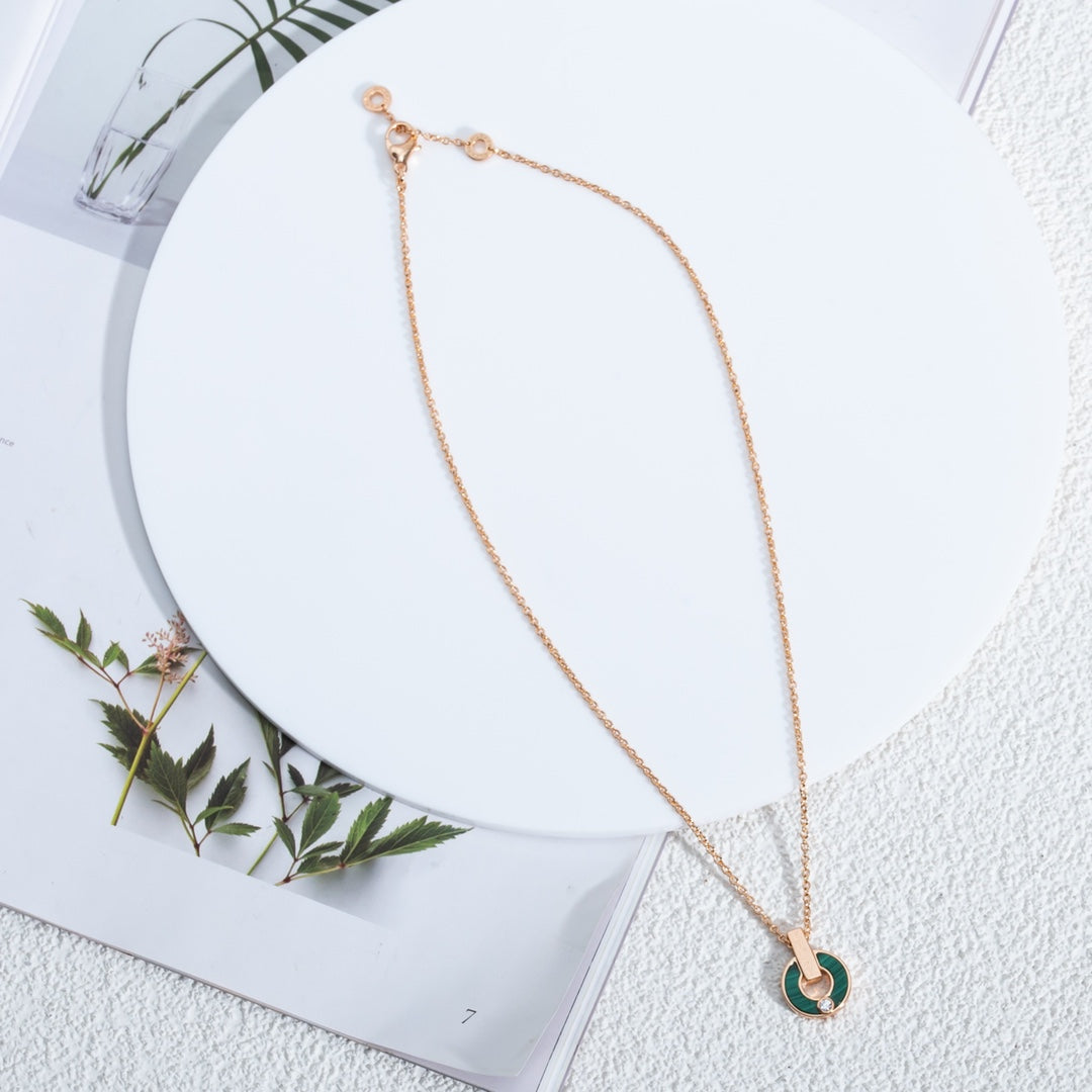 GARI NECKLACE ROSE GOLD MALACHITE
