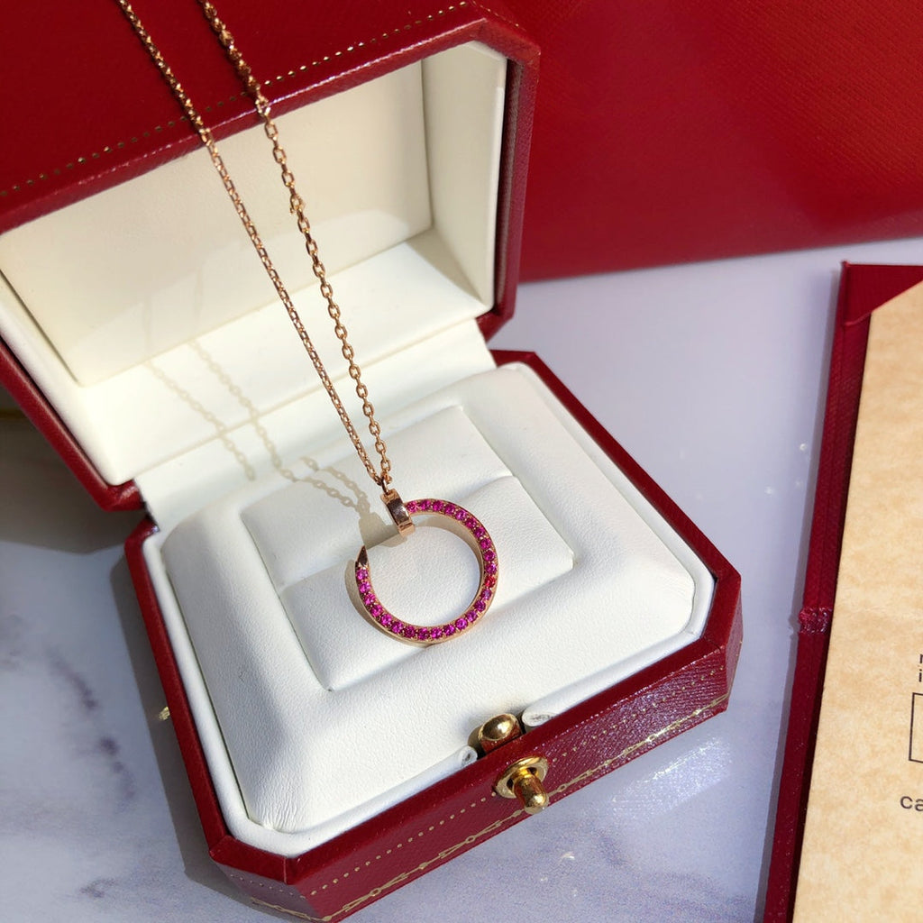 JUSTE NECKLACE ROSE GOLD RED DIAMONDS