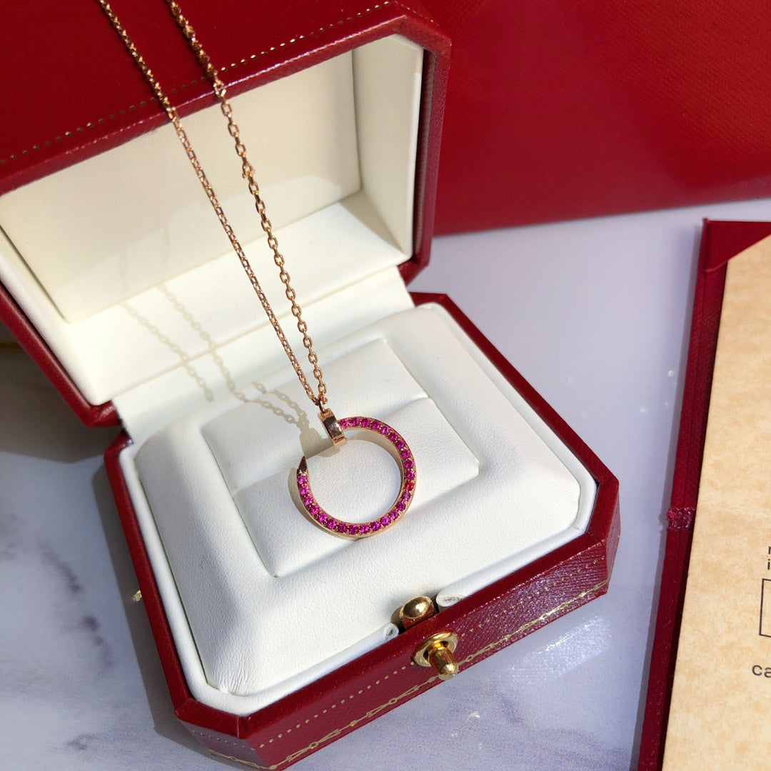 JUSTE NECKLACE ROSE GOLD RED DIAMONDS