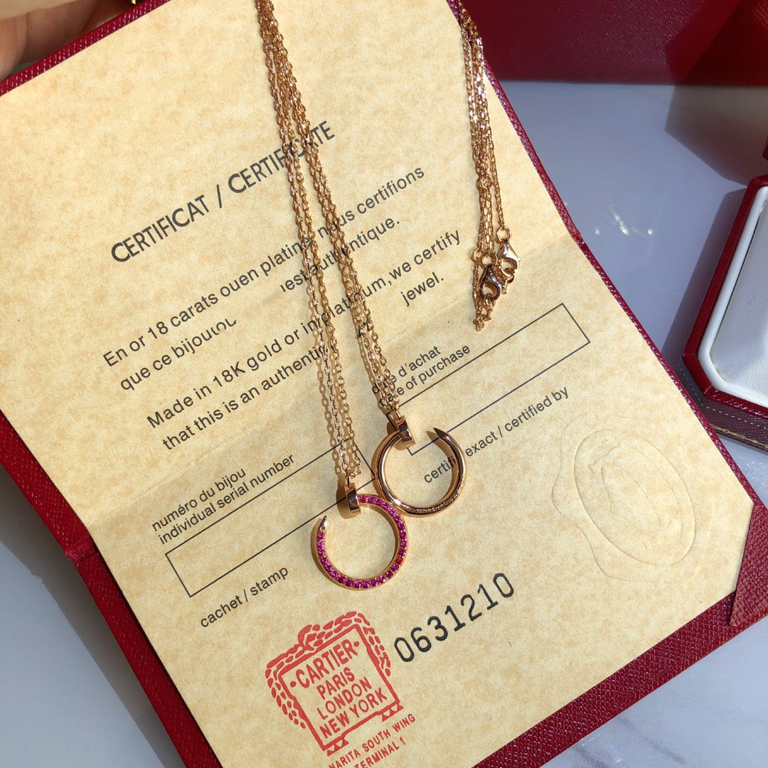 JUSTE NECKLACE ROSE GOLD RED DIAMONDS