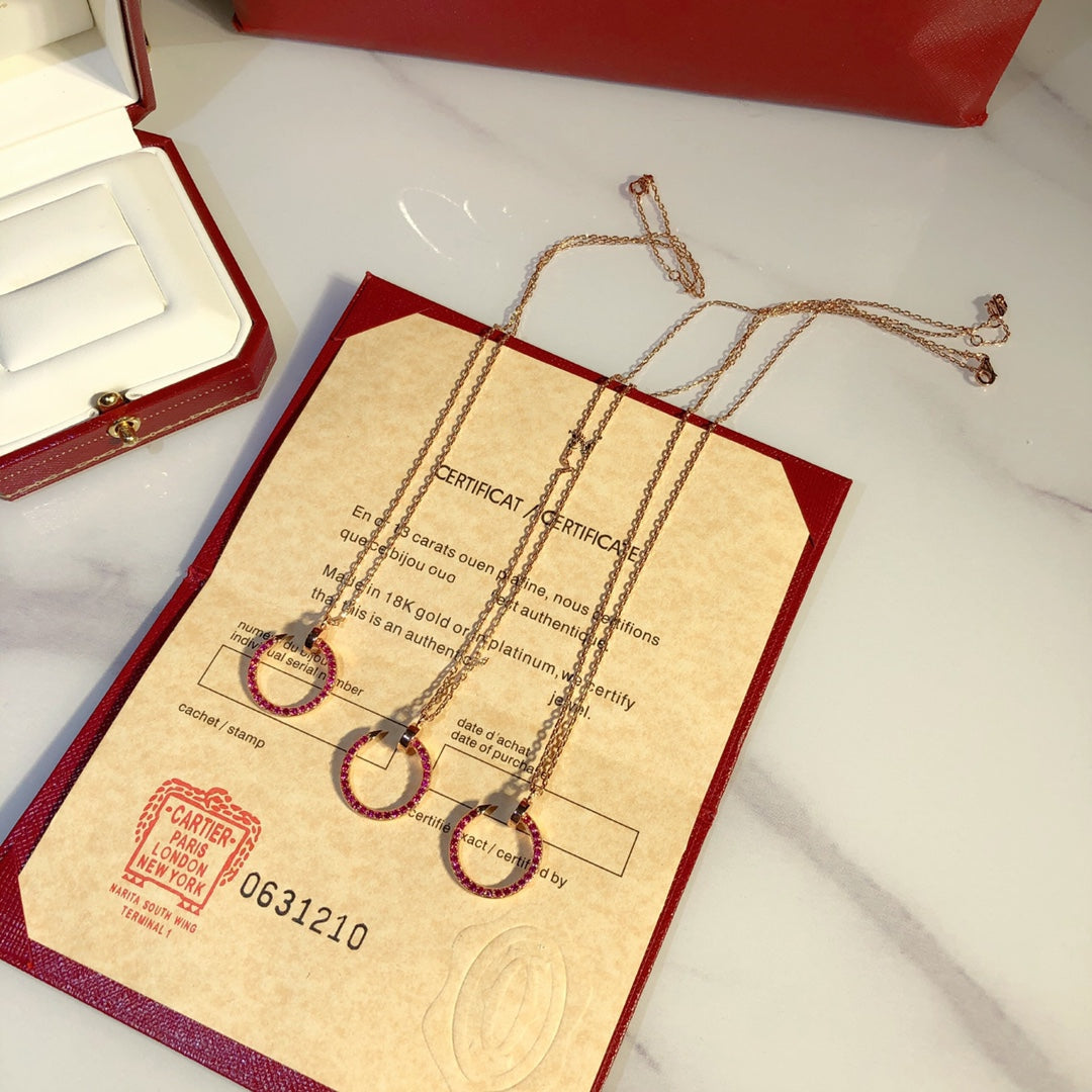JUSTE NECKLACE ROSE GOLD RED DIAMONDS