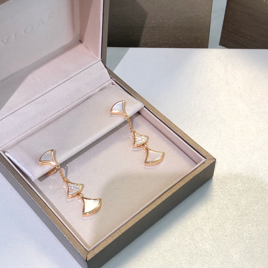 DREAM EARRINGS 3 MOTIFS DIAMOND MOP ROSE GOLD