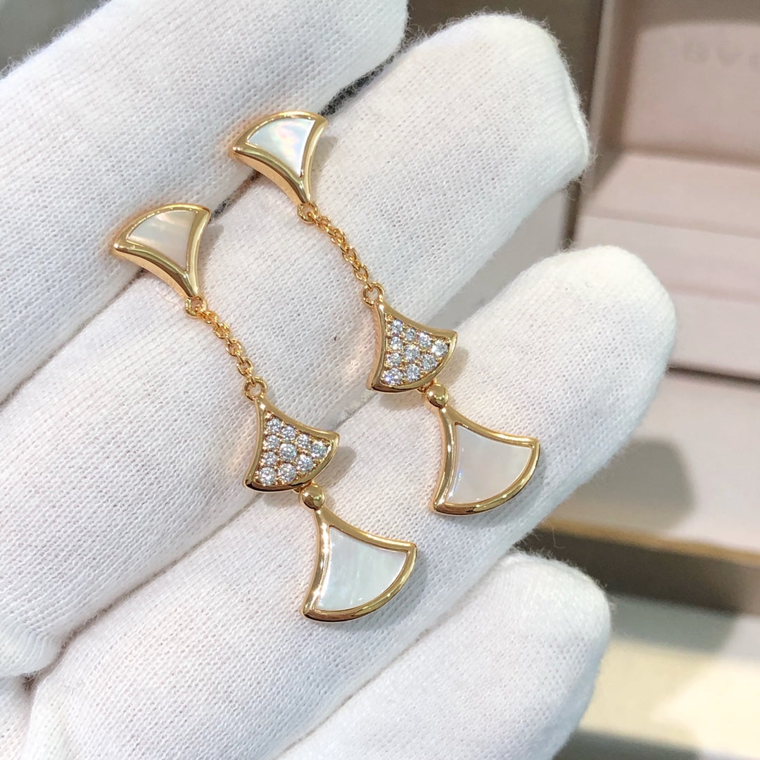 DREAM EARRINGS 3 MOTIFS DIAMOND MOP ROSE GOLD