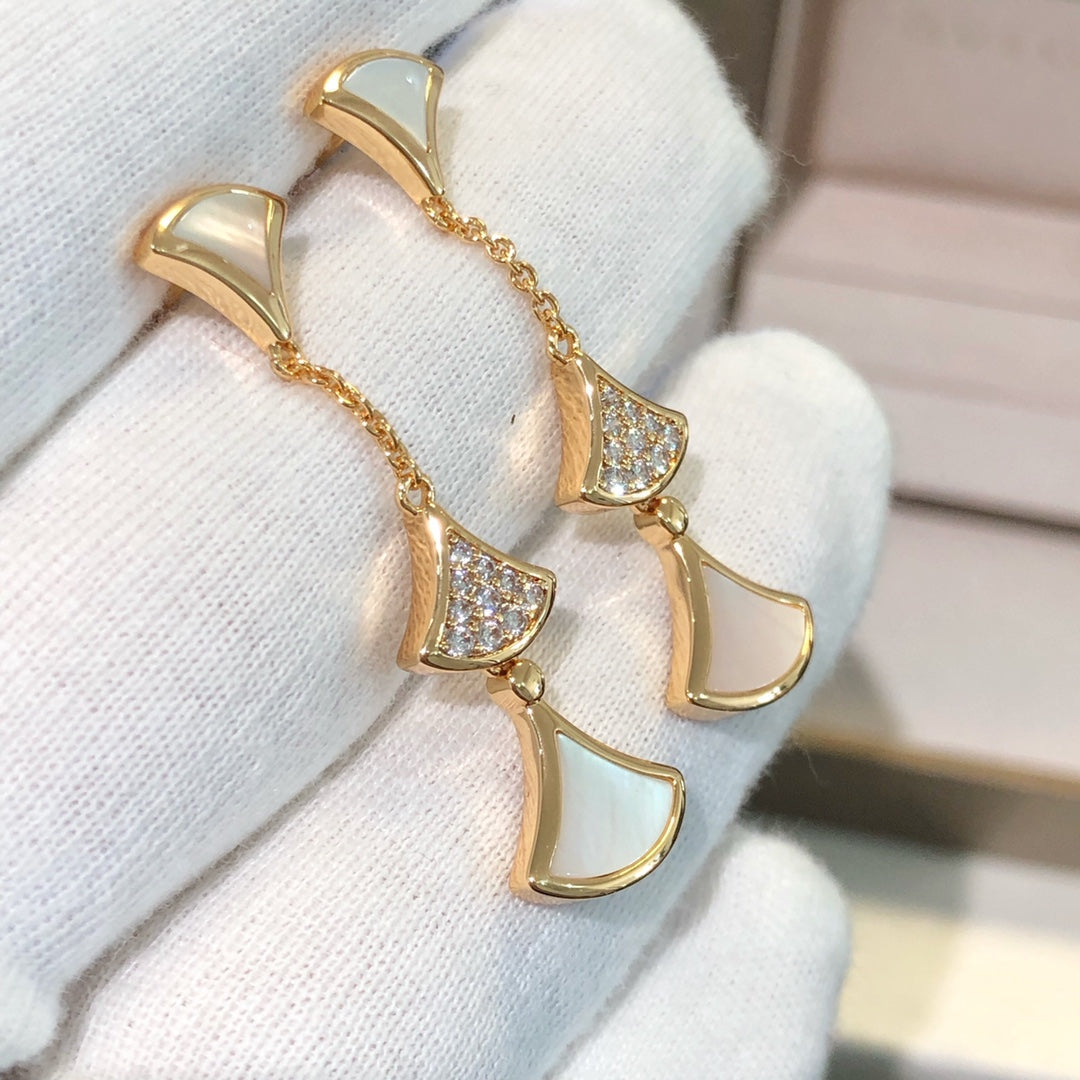 DREAM EARRINGS 3 MOTIFS DIAMOND MOP ROSE GOLD