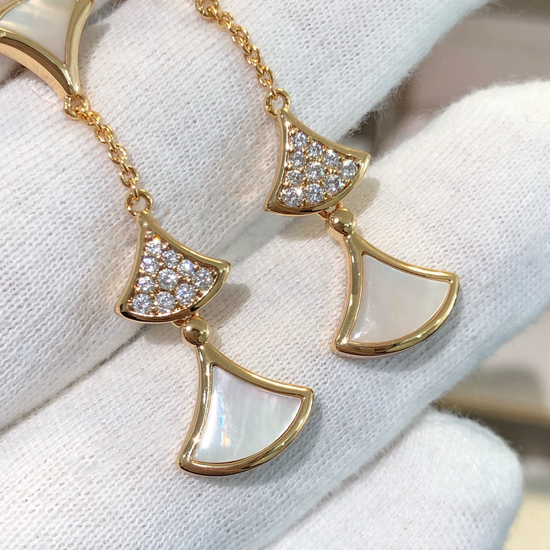 DREAM EARRINGS 3 MOTIFS DIAMOND MOP ROSE GOLD