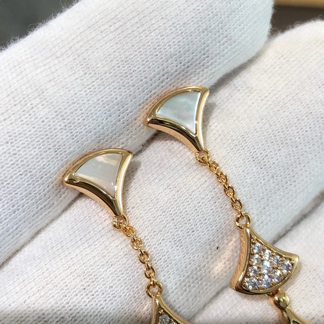 DREAM EARRINGS 3 MOTIFS DIAMOND MOP ROSE GOLD