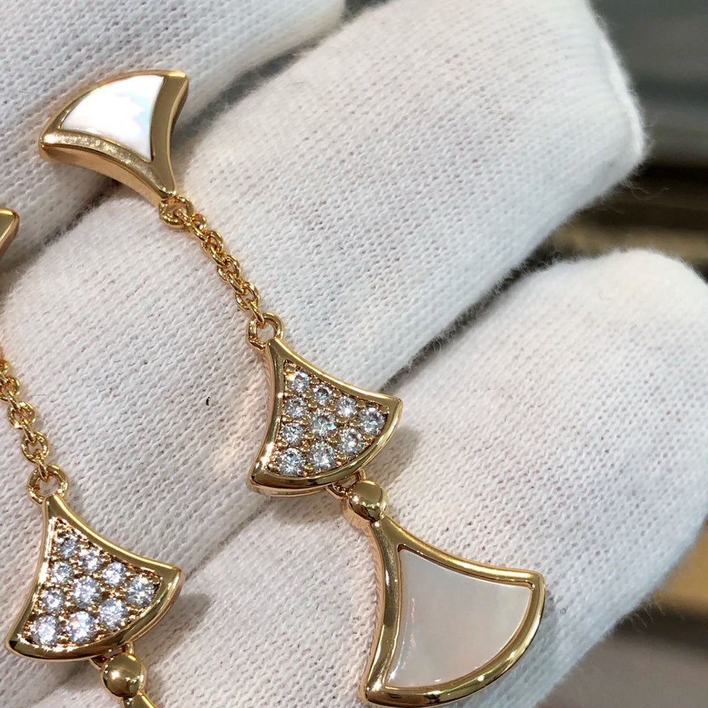DREAM EARRINGS 3 MOTIFS DIAMOND MOP ROSE GOLD