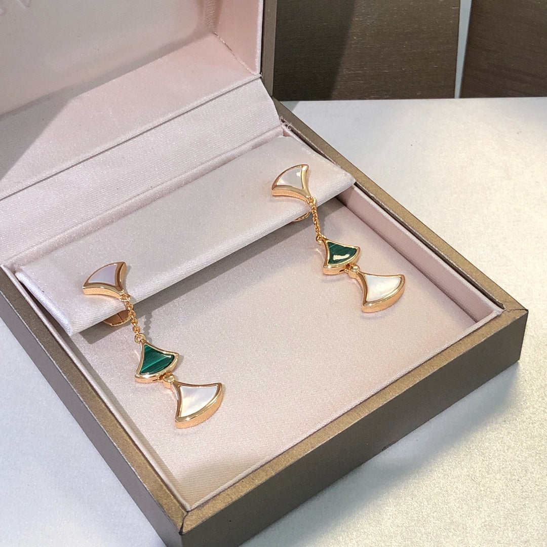 DREAM EARRINGS 3 MOTIFS MALACHITE MOP ROSE GOLD