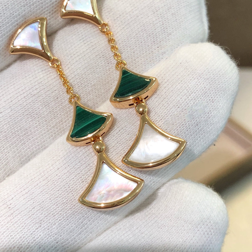 DREAM EARRINGS 3 MOTIFS MALACHITE MOP ROSE GOLD