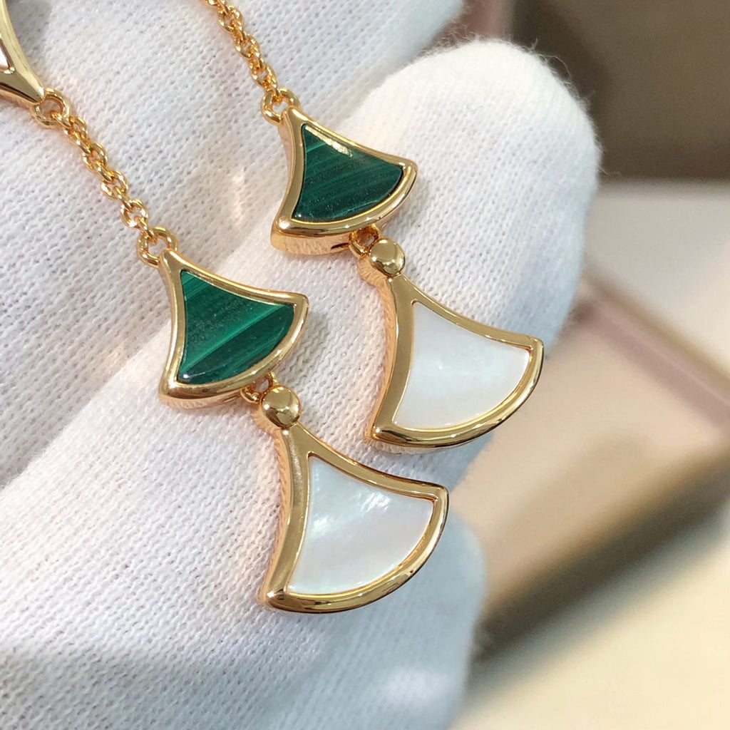 DREAM EARRINGS 3 MOTIFS MALACHITE MOP ROSE GOLD