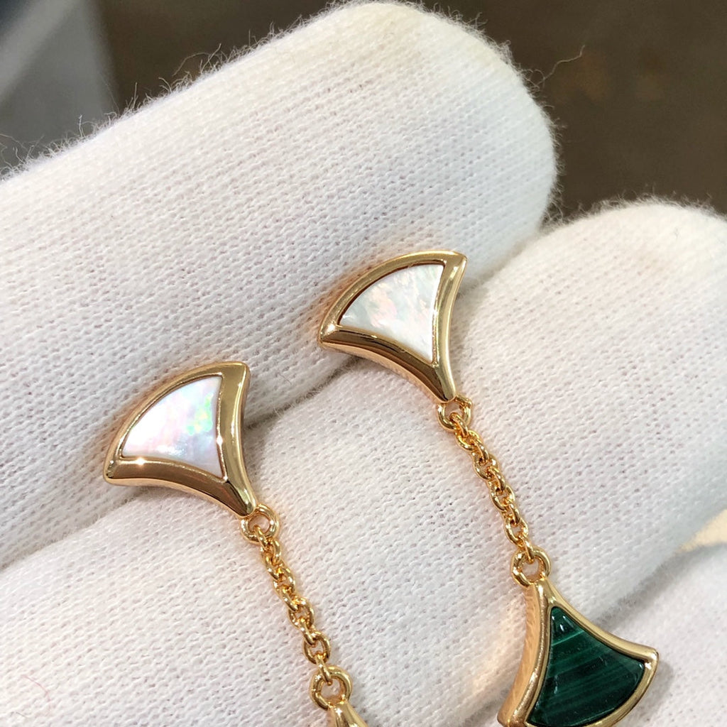 DREAM EARRINGS 3 MOTIFS MALACHITE MOP ROSE GOLD