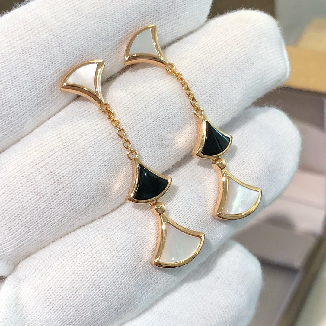 DREAM EARRINGS 3 MOTIFS ONYX MOP ROSE GOLD