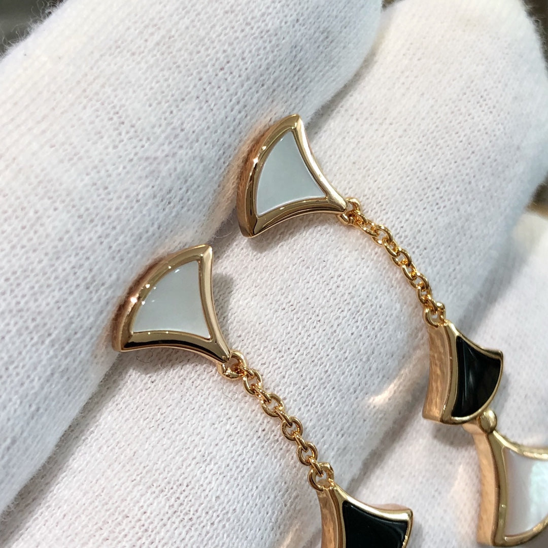 DREAM EARRINGS 3 MOTIFS ONYX MOP ROSE GOLD