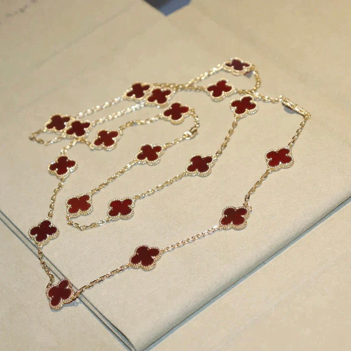 COLLIER CORNALINE 20 MOTIFS TRÈFLE