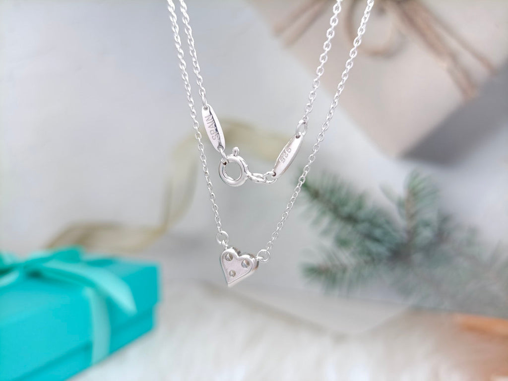 HEART 3 DIAMONDS PEDANT NECKLACE