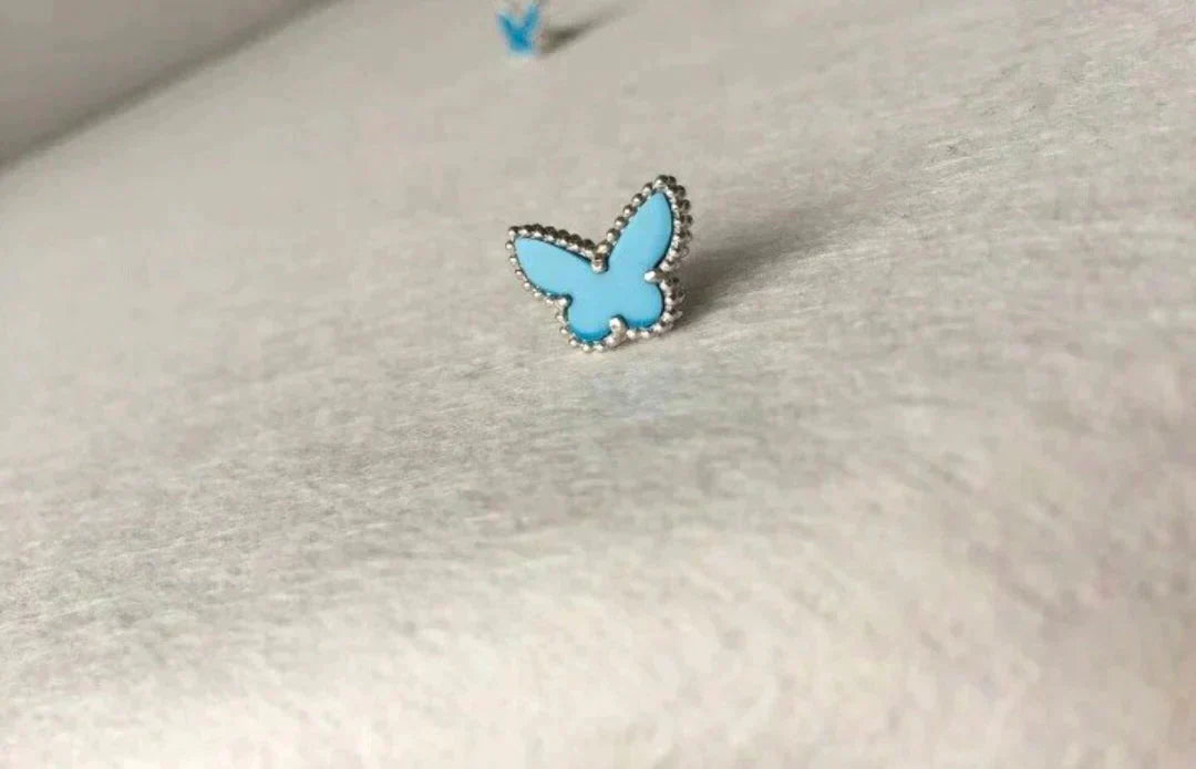 BUTTERFLY TURQUOISE EARRINGS SILVER