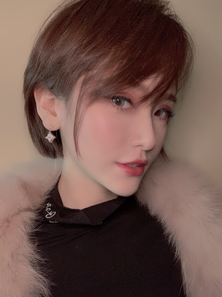 DOUBLE STAR ROSE GOLD MOP DROP EARRINGS
