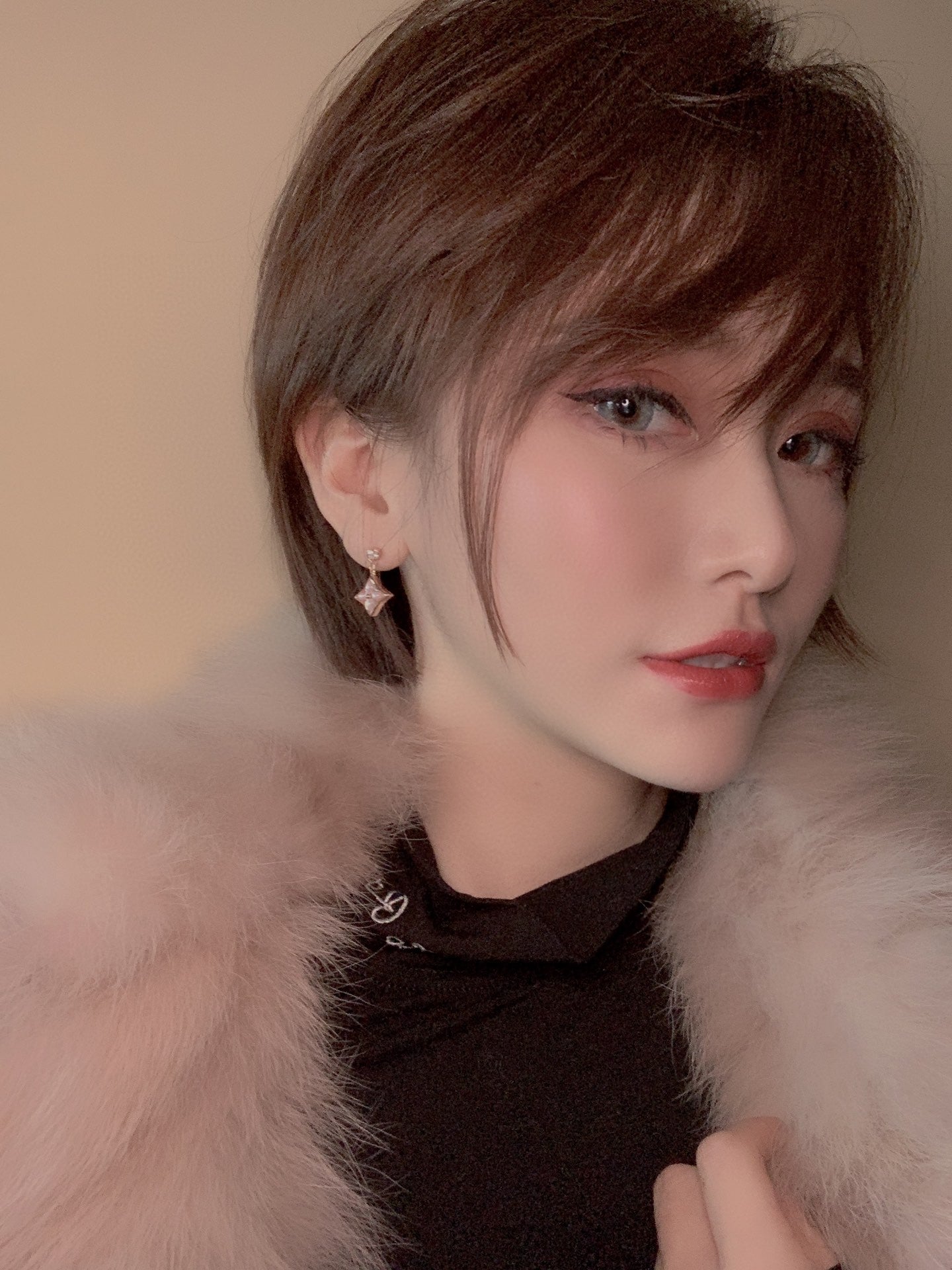 DOUBLE STAR ROSE GOLD MOP DROP EARRINGS