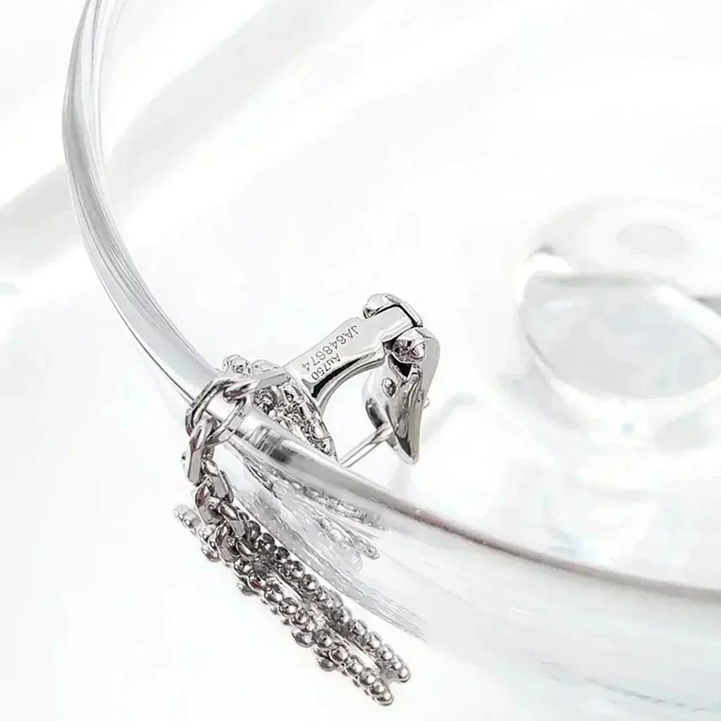 CLOVER 2 MOTIFS  DIAMOND ONYX EARRINGS SILVER