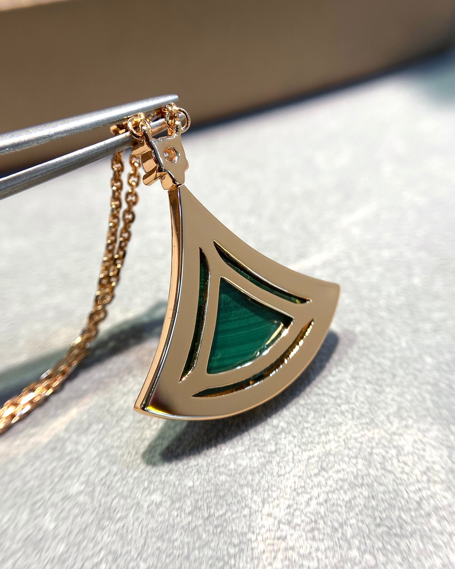 DREAM MALACHITE DIAMOND PAVED ROSE GOLD NECKLACE