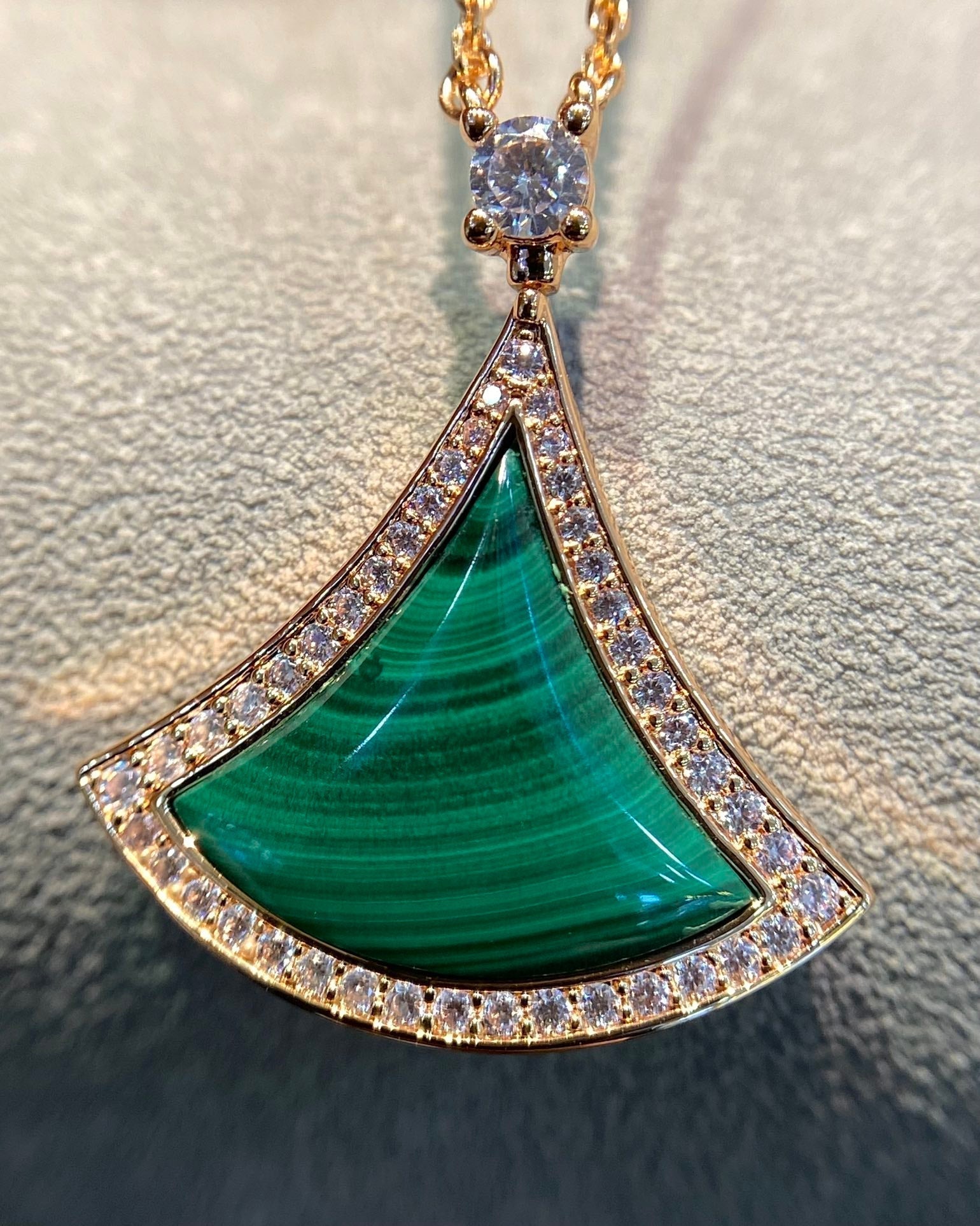 DREAM MALACHITE DIAMOND PAVED ROSE GOLD NECKLACE