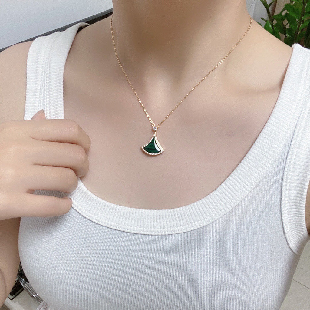 DREAM MALACHITE DIAMOND PAVED ROSE GOLD NECKLACE