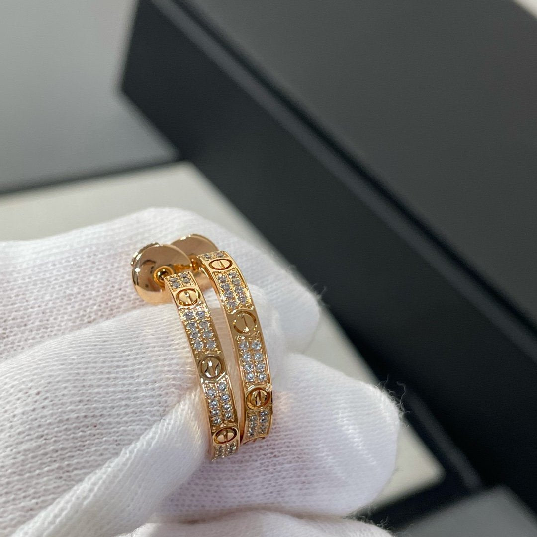 LOVE DIAMOND ROSE GOLD HOOP EARRINGS