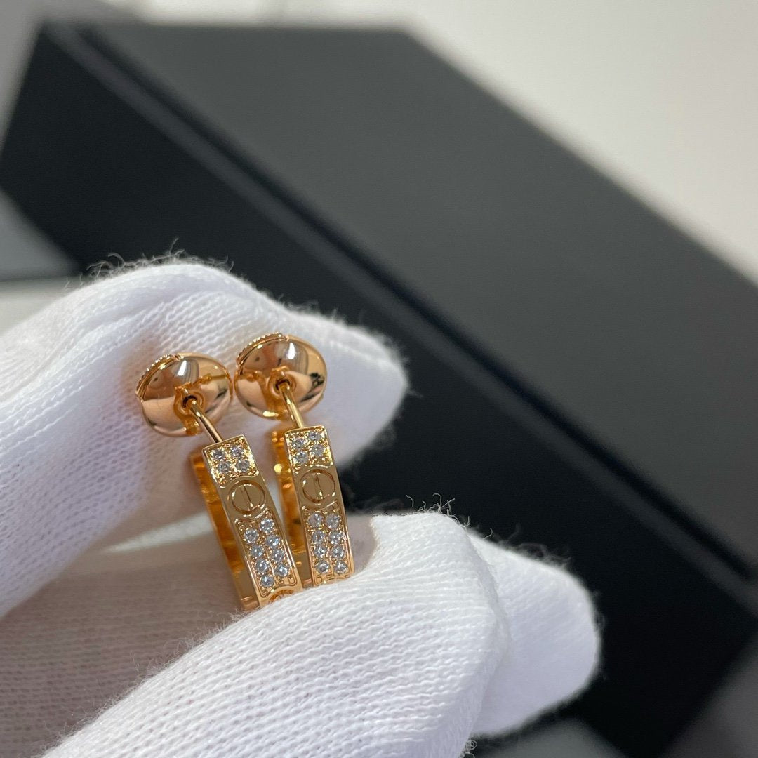 LOVE DIAMOND ROSE GOLD HOOP EARRINGS