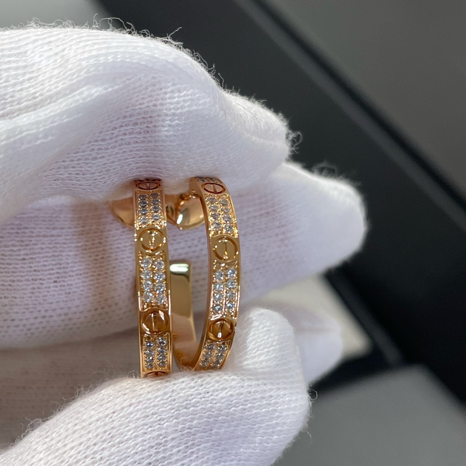 LOVE DIAMOND ROSE GOLD HOOP EARRINGS