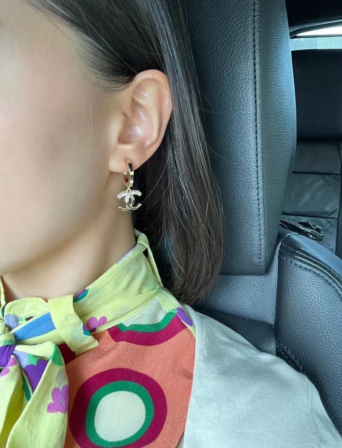 CC HALF DIAMOND ROSE GOLD DROP EARRINGS