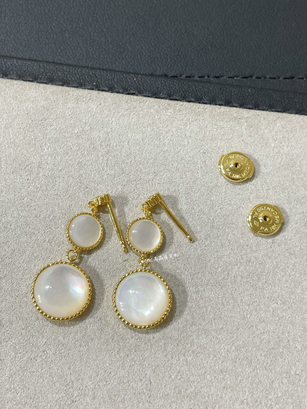LUCKY STAR GOLD DIAMOND MOP 3 MOTIF DROP EARRINGS