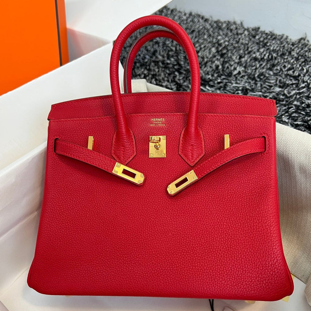 HM BIRKIN 25CM CUIR TOGO ROUGE QUINCAILLERIE DORÉ