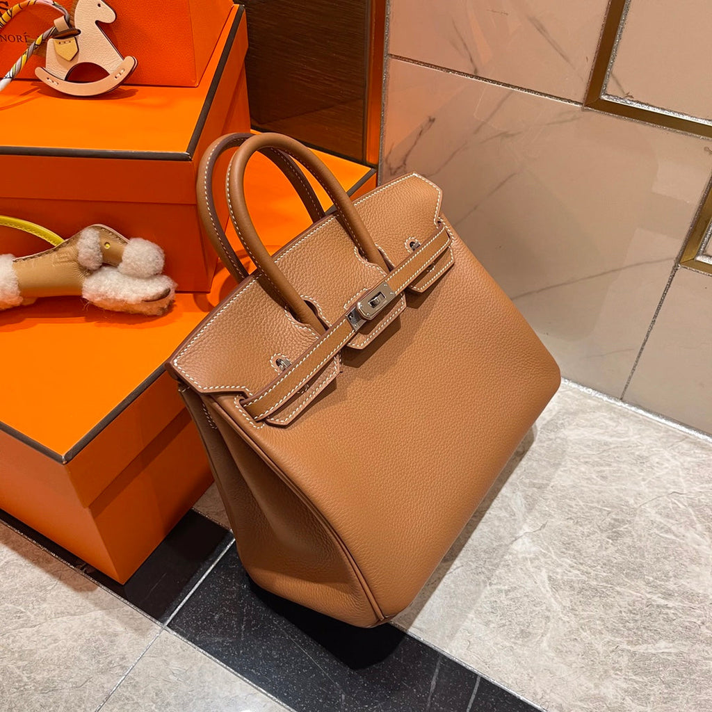 HM BIRKIN 25CM CUIR TOGO DORÉ QUINCAILLERIE ARGENTÉE