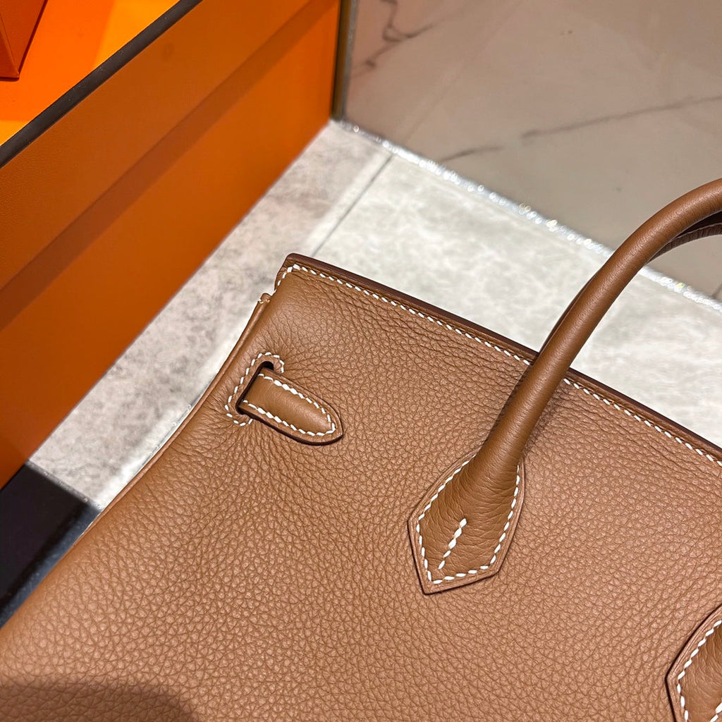 HM BIRKIN 25CM CUIR TOGO DORÉ QUINCAILLERIE ARGENTÉE