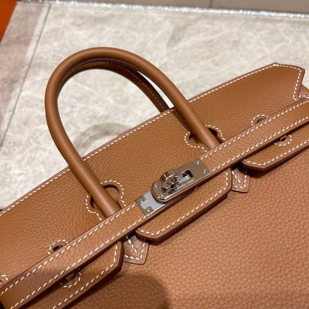 HM BIRKIN 25CM CUIR TOGO DORÉ QUINCAILLERIE ARGENTÉE