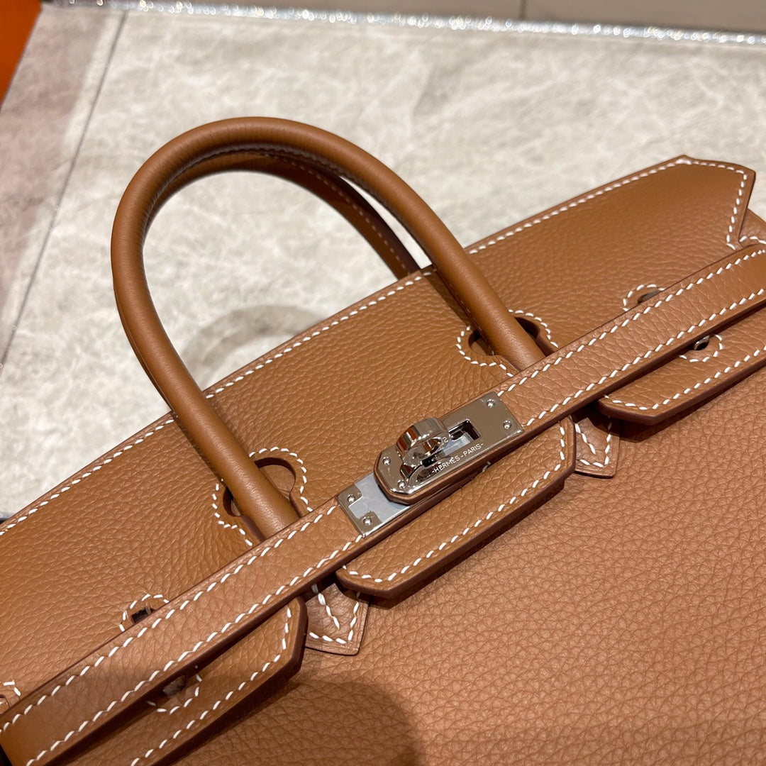 HM BIRKIN 25CM CUIR TOGO DORÉ QUINCAILLERIE ARGENTÉE