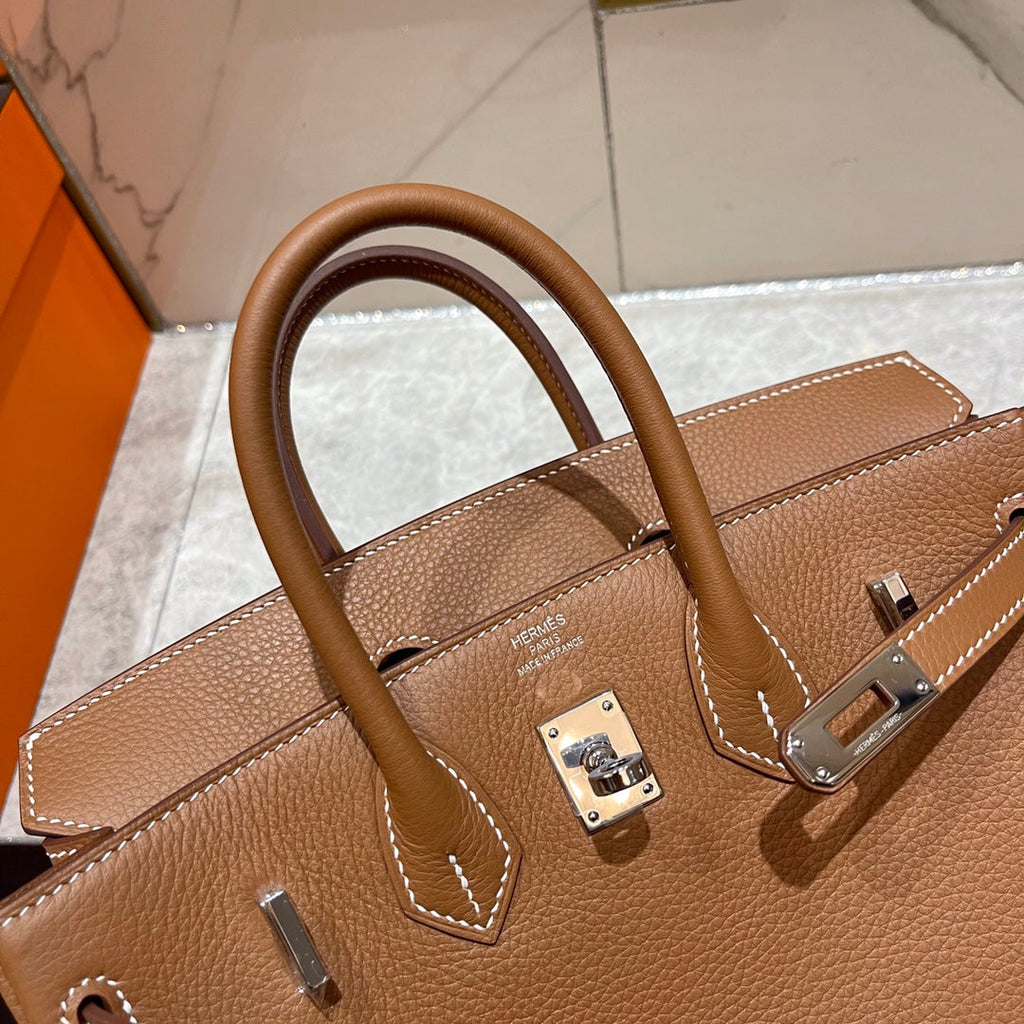 HM BIRKIN 25CM CUIR TOGO DORÉ QUINCAILLERIE ARGENTÉE