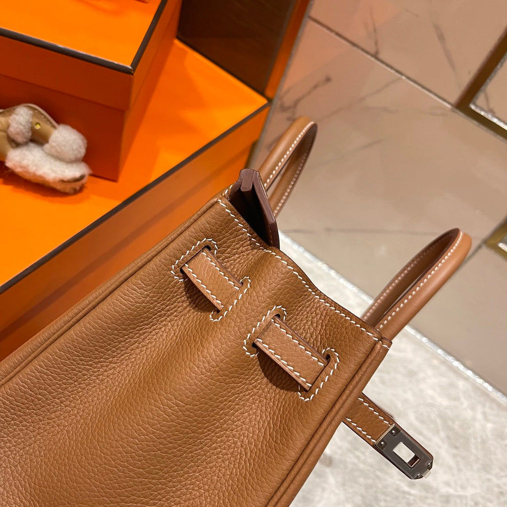 HM BIRKIN 25CM CUIR TOGO DORÉ QUINCAILLERIE ARGENTÉE
