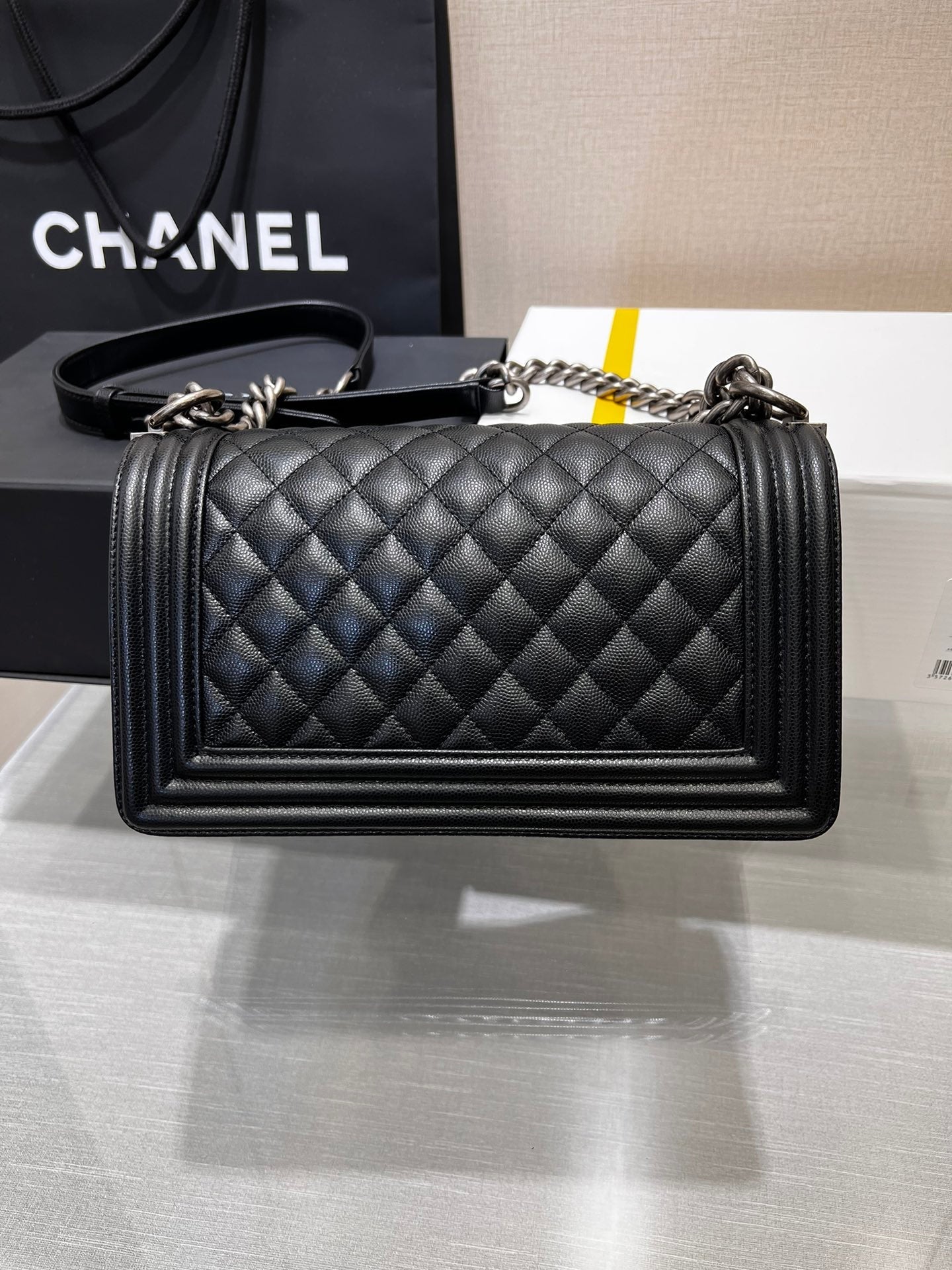 SAC GARÇON MOYEN 25 NOIR CAVIAR QUINCAILLERIE RUTHENIUM