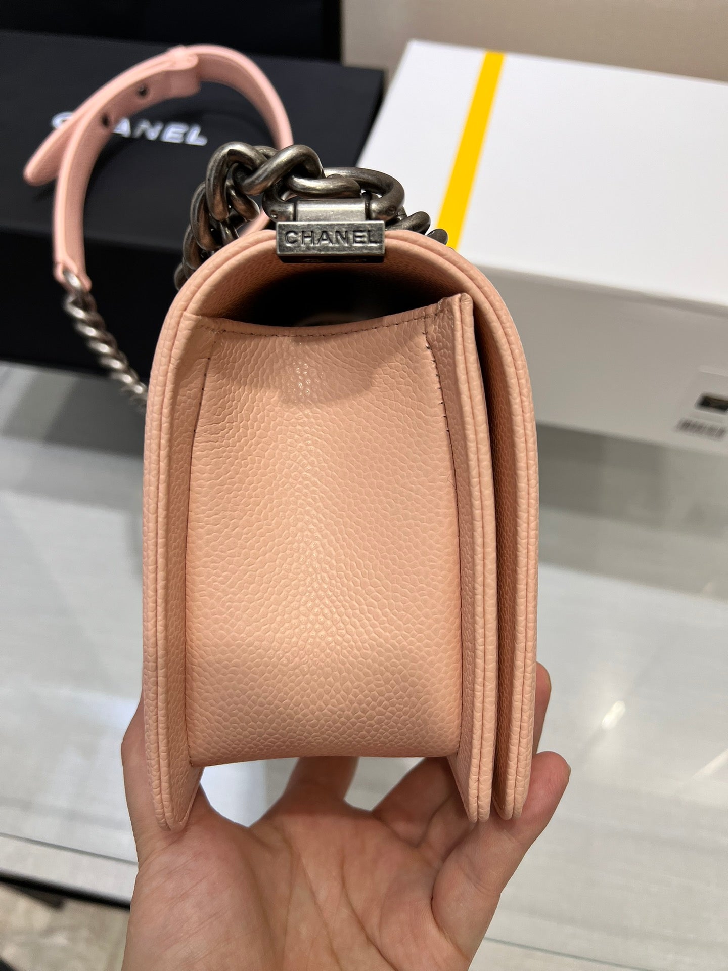 SAC GARÇON MOYEN 25 ROSE CAVIAR QUINCAILLERIE RUTHENIUM