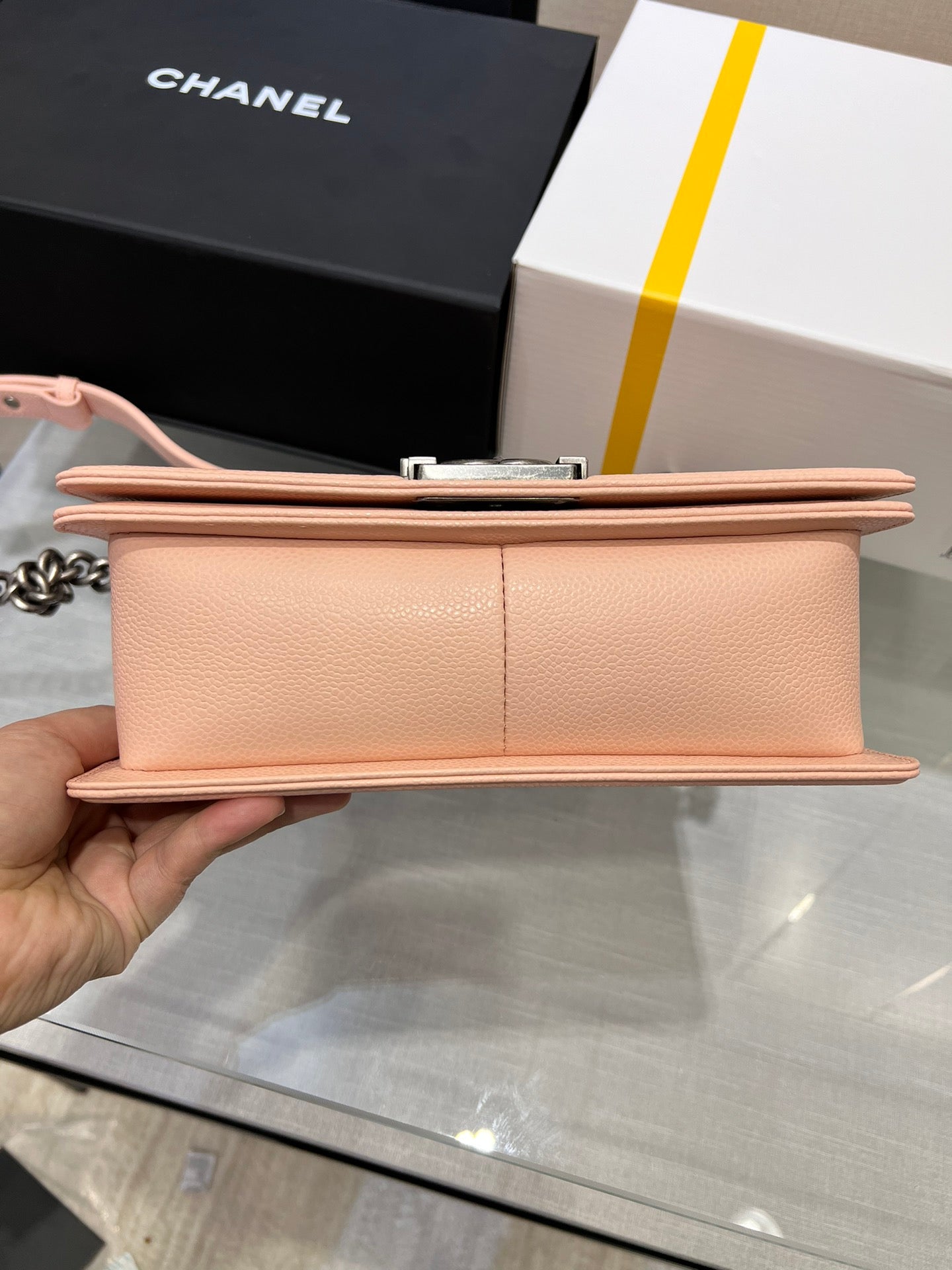 SAC GARÇON MOYEN 25 ROSE CAVIAR QUINCAILLERIE RUTHENIUM