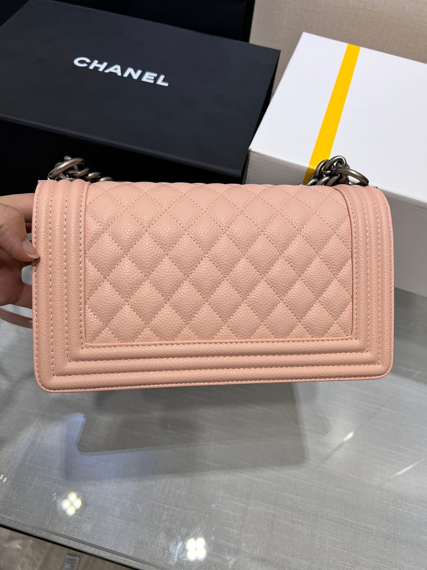 SAC GARÇON MOYEN 25 ROSE CAVIAR QUINCAILLERIE RUTHENIUM