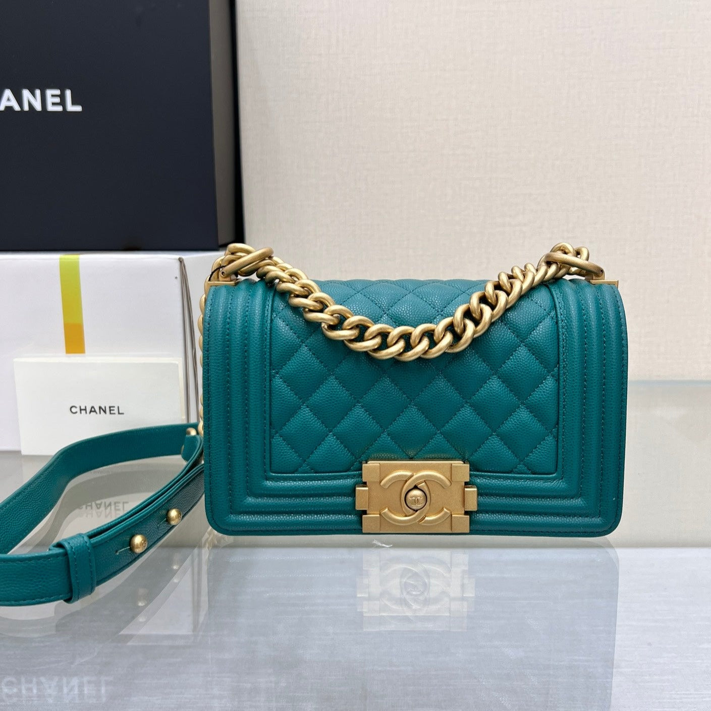 SAC GARÇON PETIT 20 VERT FONCÉ CAVIAR QUINCAILLERIE OR