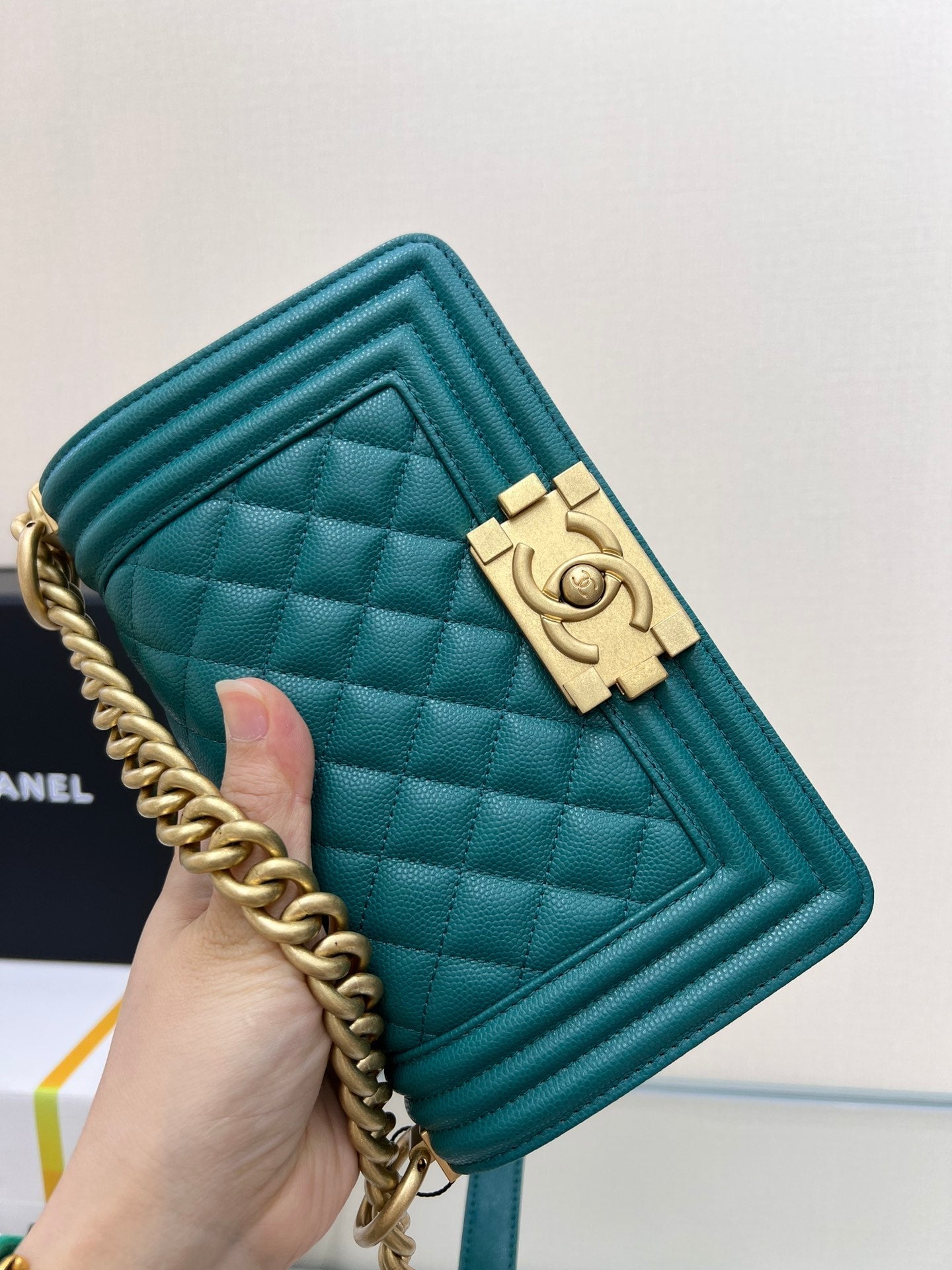 SAC GARÇON PETIT 20 VERT FONCÉ CAVIAR QUINCAILLERIE OR