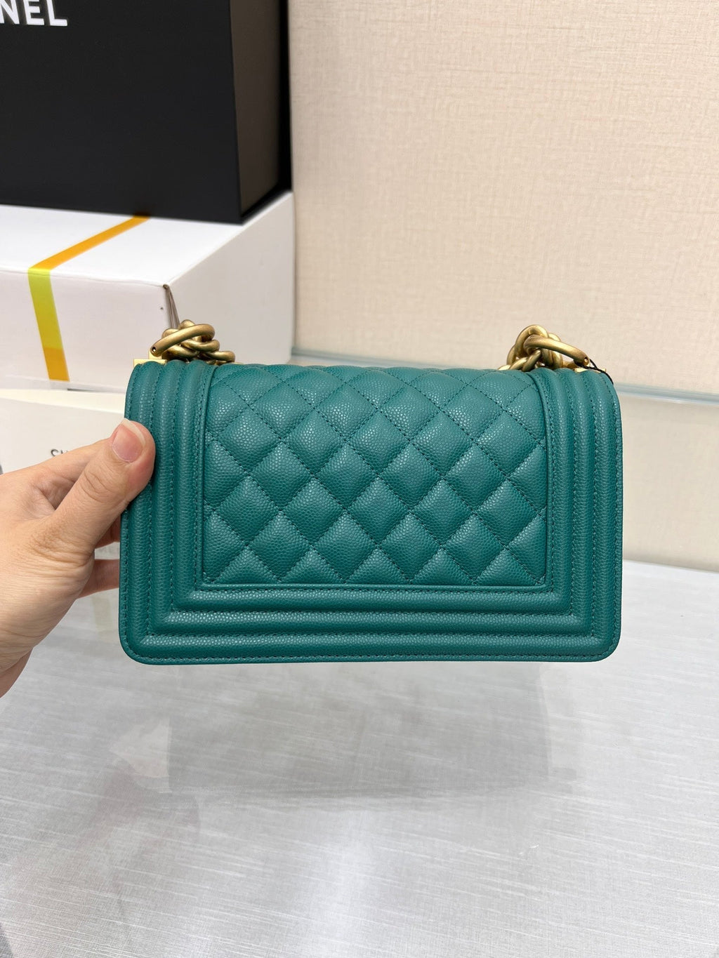 SAC GARÇON PETIT 20 VERT FONCÉ CAVIAR QUINCAILLERIE OR