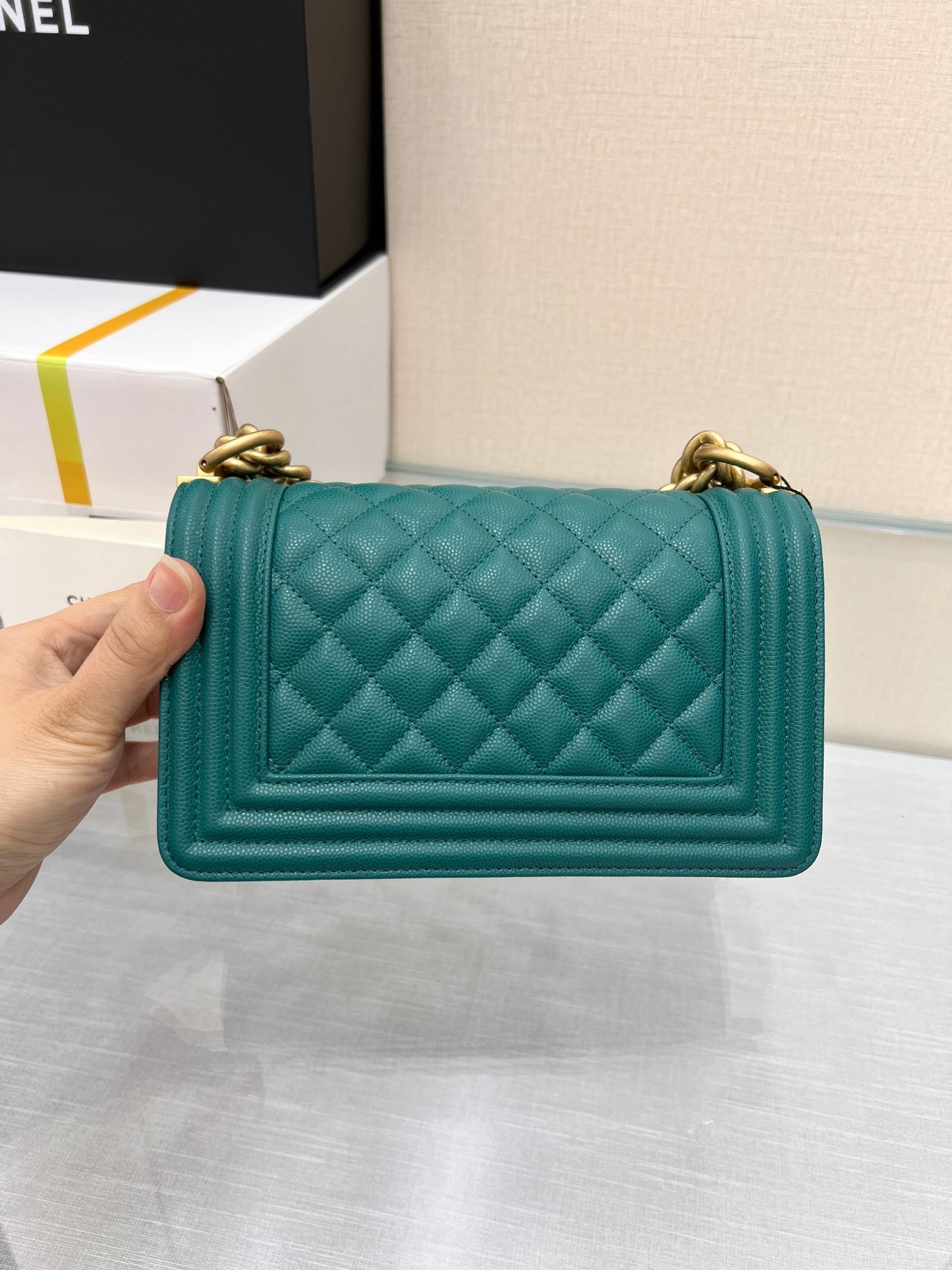 SAC GARÇON PETIT 20 VERT FONCÉ CAVIAR QUINCAILLERIE OR