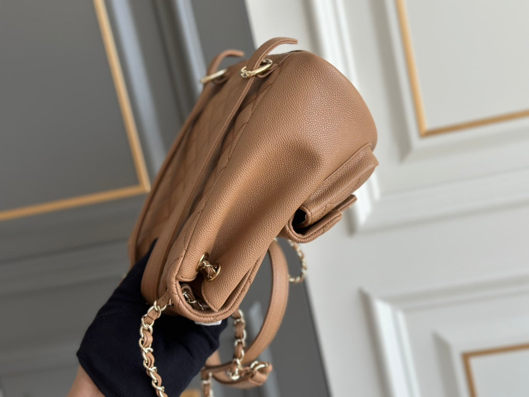 PETIT SAC À DOS 20,5 EN CUIR DE VEAU GRAINÉ MARRON