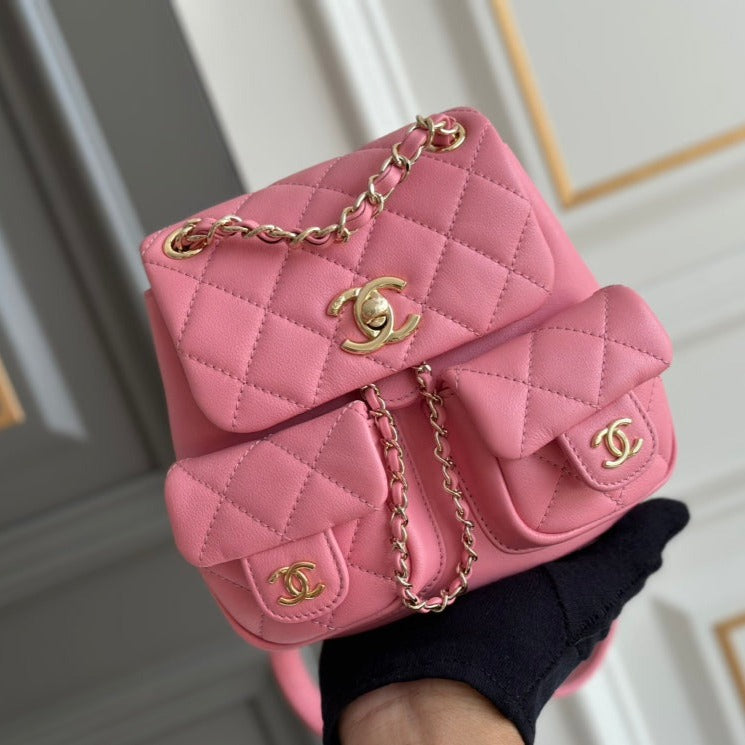PETIT SAC À DOS 20,5 EN CUIR D'AGNEAU ROSE