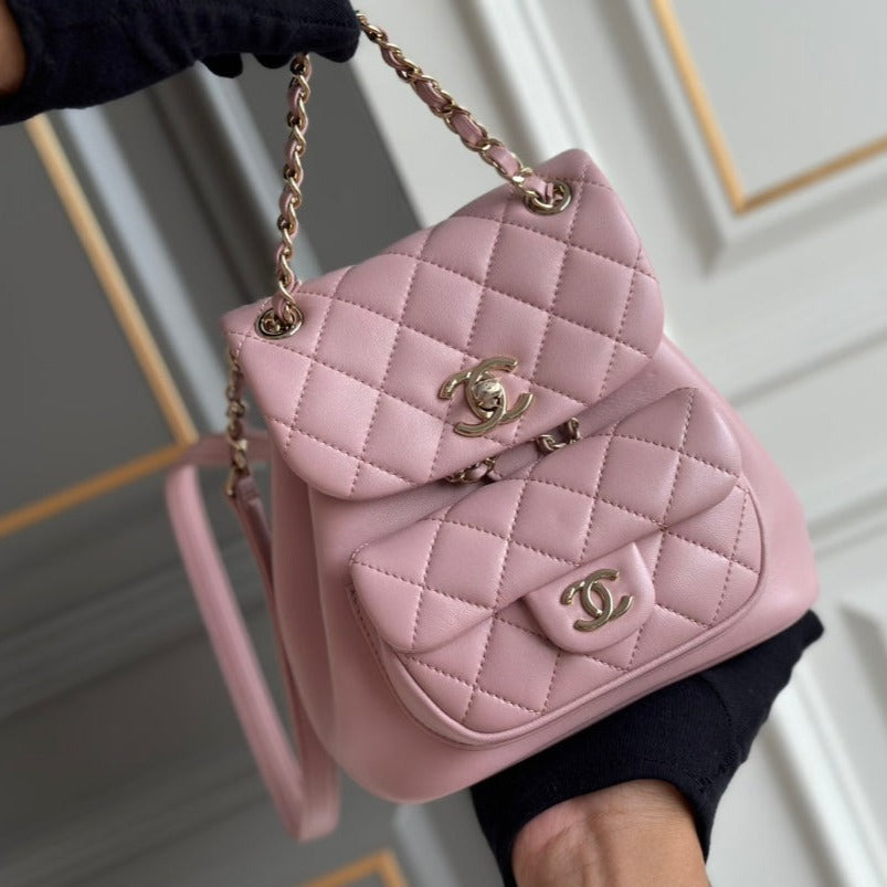 PETIT SAC À DOS 18 PEAU D'AGNEAU ROSE CLAIR